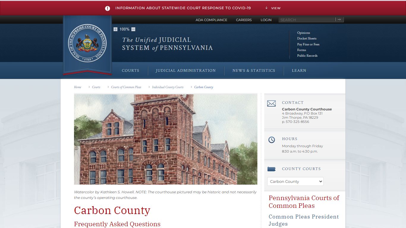 Carbon County | Individual County Courts | Courts of Common Pleas ...