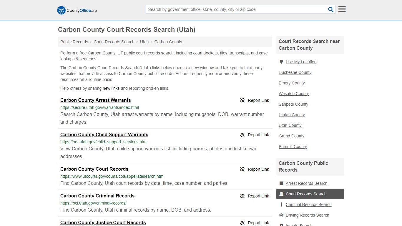 Carbon County Court Records Search (Utah) - County Office